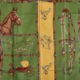 グッチ 馬 馬車 スカーフ ブラウン グリーン イエロー シルク レディース GUCCI 【中古】